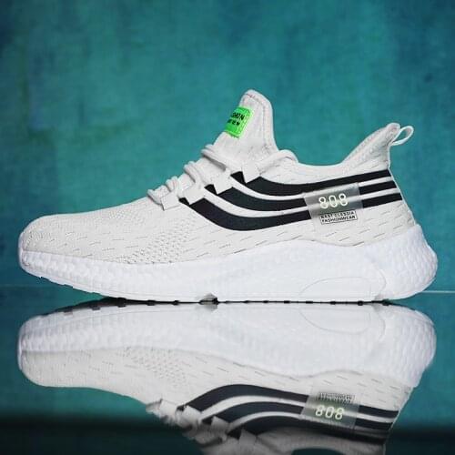 Men sneakers shoes fashion casual light breathable outdoor sports elastic running mesh fly woven jogging vulcanized shoes