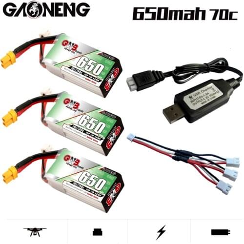 Max 140C GNB 650mAh 7.4V 2S HV Lipo Battery with XT30U-F Plug for DYS FPV Racing Drone 4 Axis RC Drone Parts With Charger