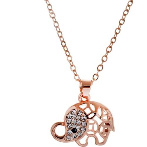 Lureme Fashion Sweet Style Alloy Lovely Elephant Shaped with Crystal Pendant Necklace for Teen Girl Clothing Jewelry Accessories