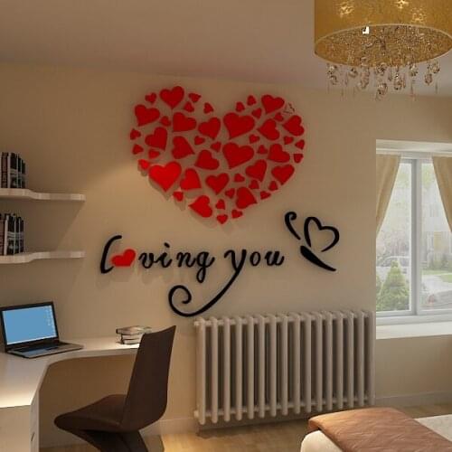 Loving you Custom creative acrylic crystal 3d wall sticker sitting room romantic houseful household leaving room gift for lover