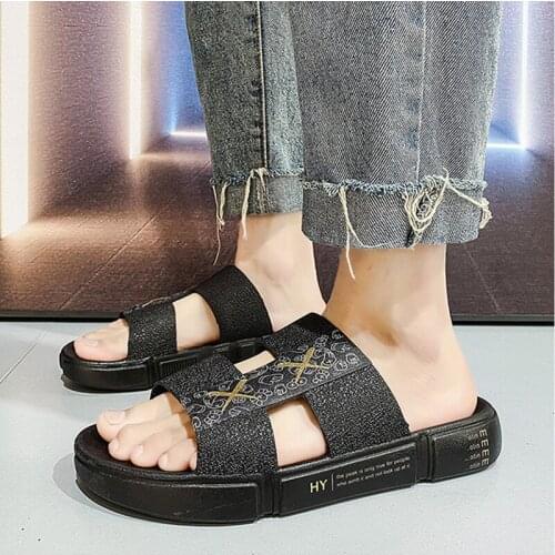 2021 Summer New Mens Fashion Outdoor Trend Casual Flip Flops Beach Slippers Comfortable Versatile Non-slip Rubber Sole Sandals