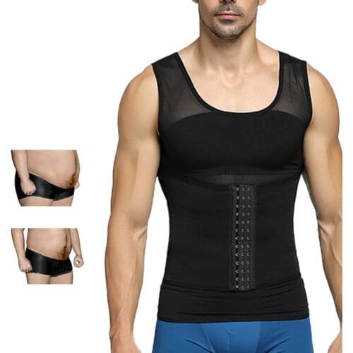 Mens Body Shaper Compression Shirts Abdomen Shapewear Tummy Slimming Sheath Gynecomastia Reducing Corset Waist Trainer Slim Tops