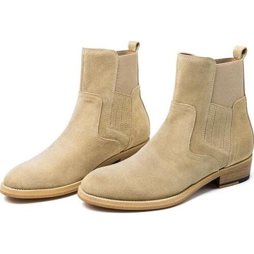 Men winter boots men shoes Pointy Chelsea boot sleeve high mercerized suede Martin high top boot for men nubuck leather