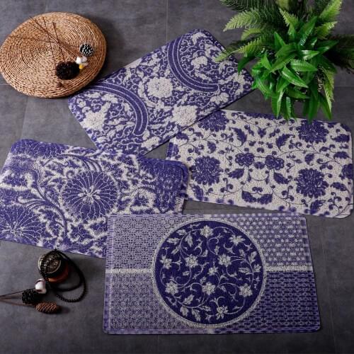 New Chinese Blue and white porcelain Entrance hall carpet PVC wire loop mat Door mat Living room floor mat bathroom non-slip rug