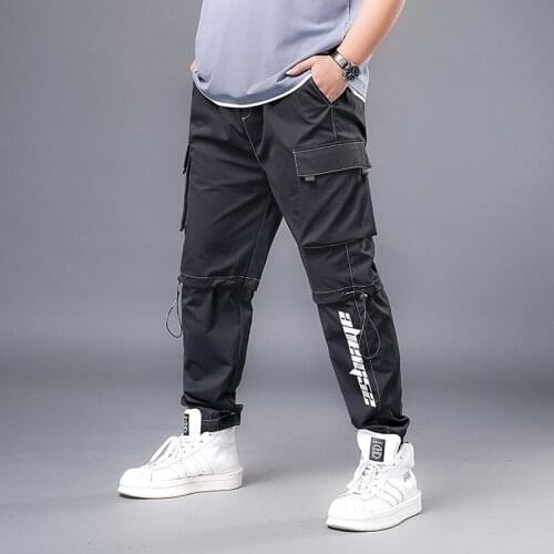 Plus Size7XL-2XL Men Graphic Casual Cargo Pants 2021 Overalls Mens Japanese Streetwear Black Sweatpants Pockets Cotton Trousers
