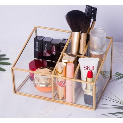 Clear Glass 8 Slots Blush Powder Household Cosmetics Storage Box Lipstick Holder Makeup Organizer Cosmetic Makeup Tools Case
