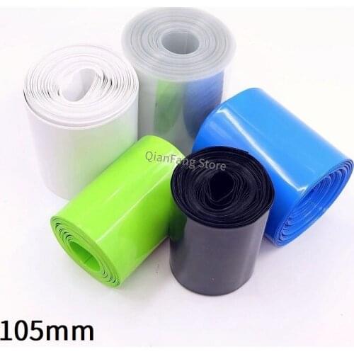 PVC Heat Shrink Tube 105mm Width Blue Multicolor Shrinkable Cable Sleeve Sheath Pack Cover for 18650 Lithium Battery Film Wrap