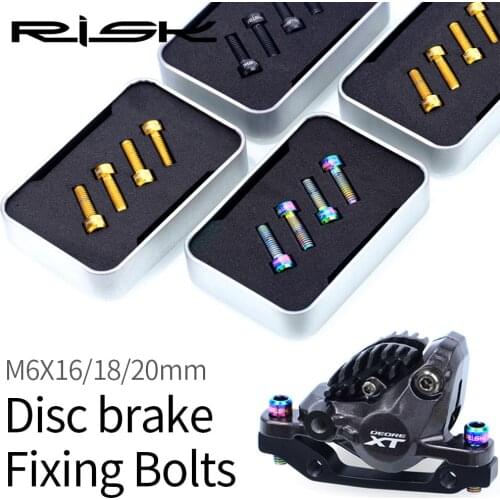 RISK 4pcs M6*18mm M6*20mm Titanium Alloy Bolt for Disc Brake Caliper Clamp MTB Bike Bicycle Screw Crank Lock Bolts For Road