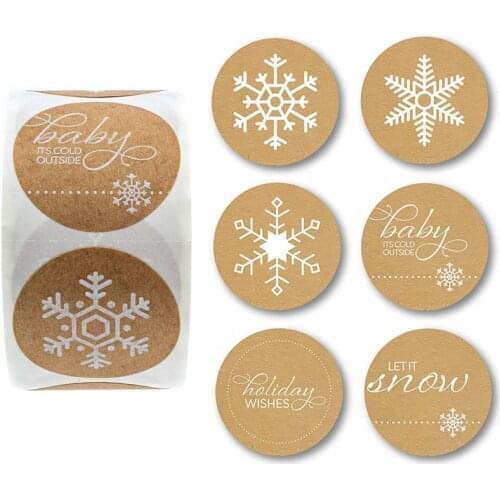 Christmas White Snowflake Stickers Kawaii Cute for Seal Christmas Holiday Cards Envelopes Presents Gifts Wrap Label Party Favors