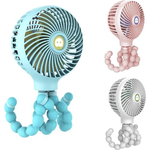 Mini Handheld Stroller Fan,Personal Portable Clip-on Desk Fan with Flexible Tripod,Rechargeable Fan for Camping