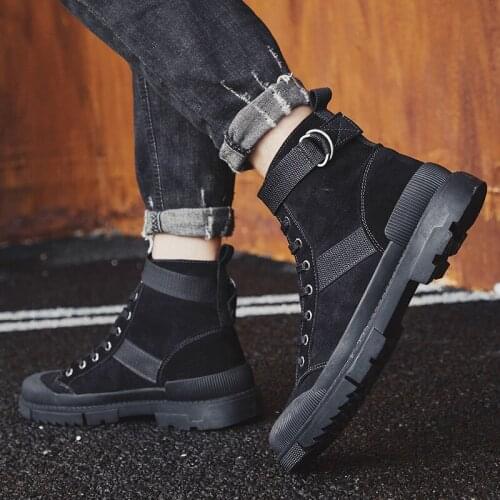 Sapato Casual Botas Fashion Men Casual Shoes Boots Leather For Black Man Sneaker Shoe Mens Genuine Leisure Canvas 2020
