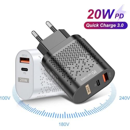 PD 20W Type c Quick Charger 3.0 Fast Wall Charger For iPhone 12 11 Pro Mobile Phone Charger For Xiaomi Samsung Chargers Adapter
