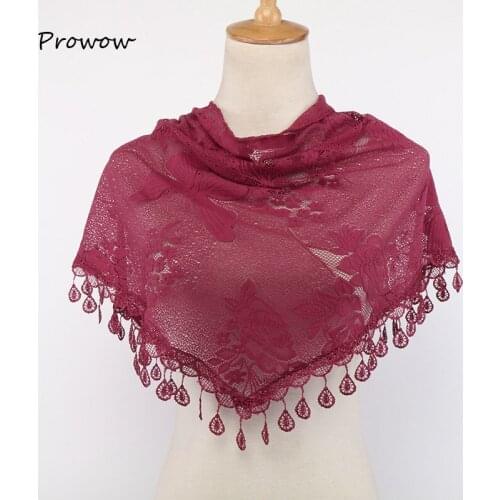 Tassel Summer Lady Lace Scarf Flexible Women Triangle Bandage Floral scarves Shawl Marriage gift scarf A013