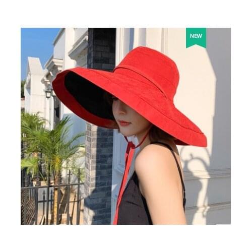 Sun Hat Summer Foldable Bucket Hat for Women Lady Anti-UV-proof Fishermans Hat With Large Double Sides Sun Cap Female Beach Hat