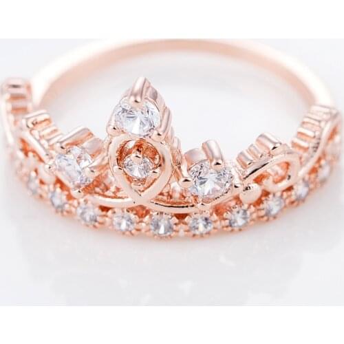DH-R329 European and American ring ring rose gold crown zircon ring ring jewelry manufacturers wholesale jewelry silver color