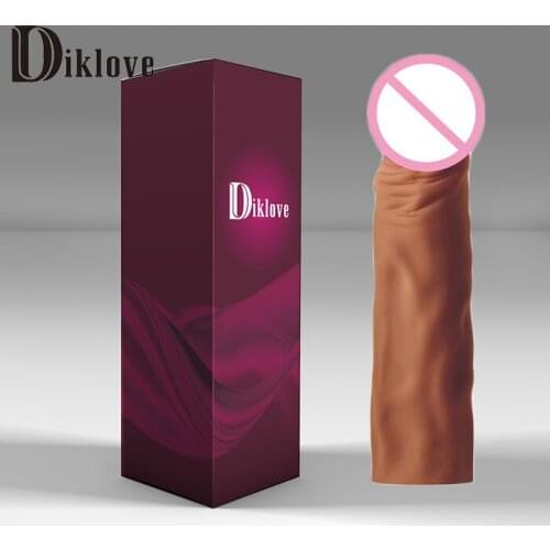 19cm L Super realistic penis extend sleeve increase in length and girth silicone penis enlargerment sex toy for man