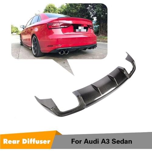For Audi A3 Standard Sedan 2017 2018 2019 Rear Bumper Lip Diffuser Spoiler Apron Four Outlet Carbon Fiber Rear Diffuser