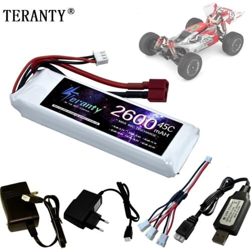 Wltoys144001 car 2s 7.4 V 2600mAh Lipo battery Charger Set with T Plug for Wltoys 1/14 144001 RC car boat Lipo battery parts
