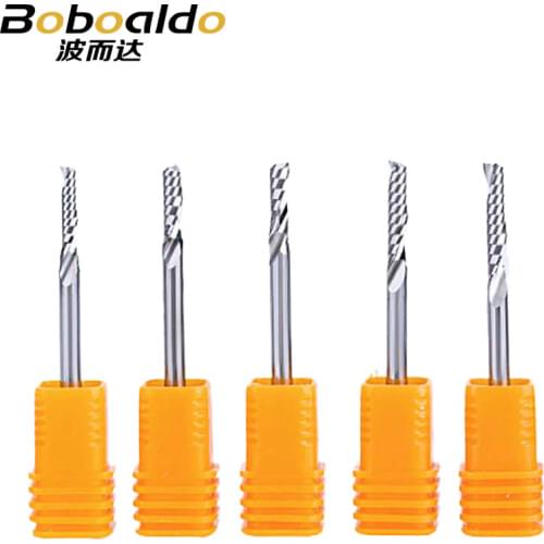 10pcs 3.175mm Shank Carbide Shank End Mill Milling Cutter One Single Flute Spiral Router Bits CNC Engraving Bit Tools