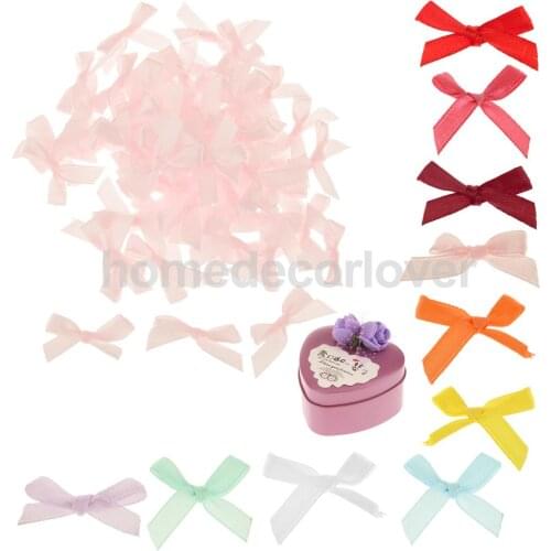 100pcs Lovely Mini 3cm Ribbon Bowtie DIY Christmas Decor Sewing Gift Box Embellishment