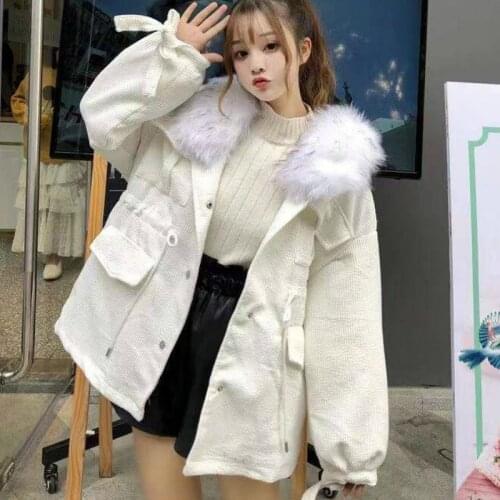 2019 Winter faux fur Woman Warm Corduroy Coat Women Thickened Lamb Parkas Fashion Female Jacket