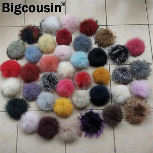 41 Colors 13-15cm Real Fox Fur Pompoms Handmade Fluffy Natural Raccoon Fur Pom Pom Fur Balls For Key Chain Beanies Knitted Hat