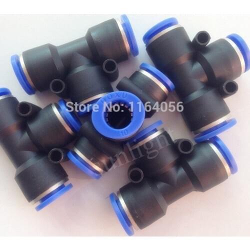 5pcs 10mm Push In Equal Tee Pneumatic Quick Connectors