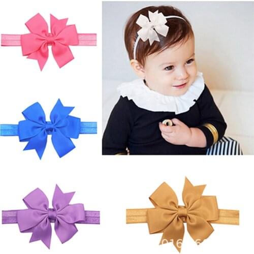 5pcs/lot Grosgrain Ribbon Dovetail Bows Toddler Headband Fashion DIY Handmade Bowknot Elastic Infant Hairband Kid Hair Accessory