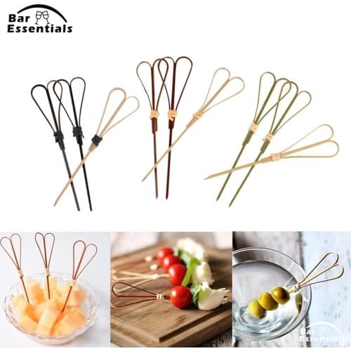 12cm 50pcs Bamboo Scissor Shape Cocktail Sticks Pick Martini Drink Stick Picks Levo Bar Tool