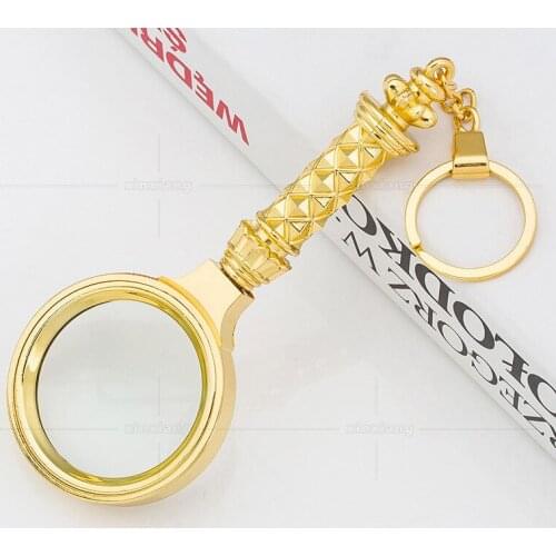 8X Golden Handheld Metal Reading Magnifying Glass Pocket Toys Magnifier Birthday Gift Loupe 8 Times Reading Glass for Child