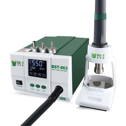 BST-863 1200W 220V/110V Intelligent Digital LCD Touch Screen Heat Air SMD Rework Station 50/60Hz With 3 Memory Channels