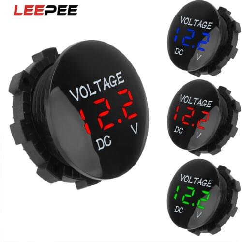 LEEPEE DC 12V-24V Digital Panel Voltmeter Voltage Meter Tester Led Display For Car Auto Motorcycle ATV Truck