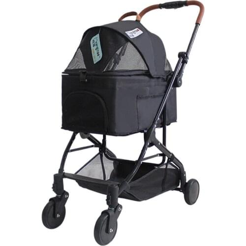 Multi-functional outdoor folding trolley four-wheeled dog cat small and medium-sized cart Metal trolley