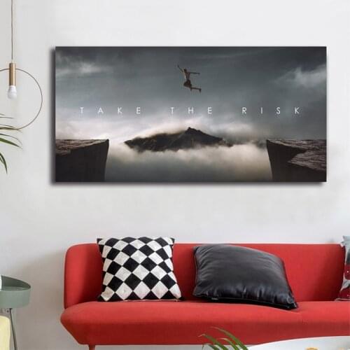 Take The Risk Motivational Quote Minimalist Art Canvas Poster Print Abstract Painting Wall Picture Modern Home Decor