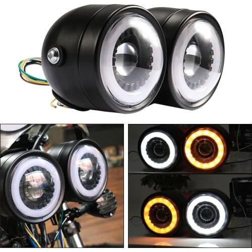 Motorcycle Twin Headlight 35W Double Head Lamp Drive Light Universial for Harley Motocross Scooters Cruisers Replacement