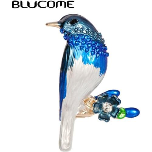 Blucome Vivid Colorful Brooches Bird Crystal Enamel Animal Jewelry For Clothing Suit Pocket Sweater Child Women Men Pin Ornament