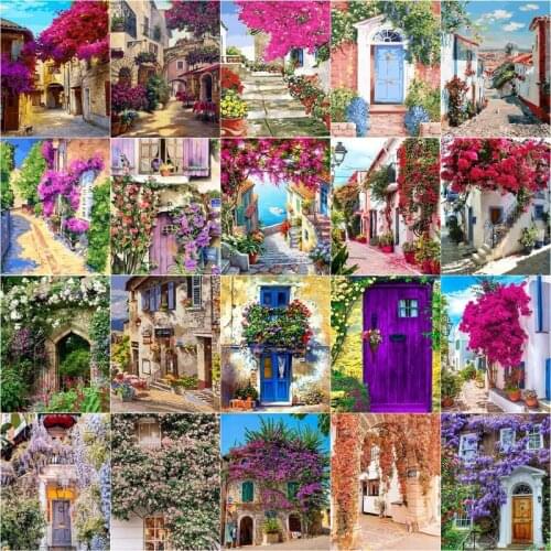 GATYZTORY Paint By Numbers For Adults Beginner Flowers House Street Canvas Oil Painting Kits Craft Arts For Home Decor 40x50cm