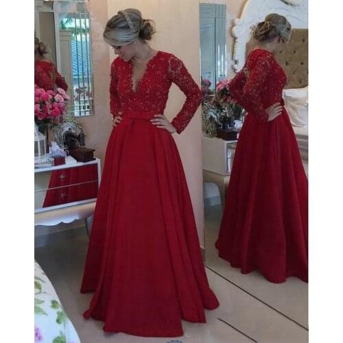 New Red Lace Mother of the Bride Dresses for Weddings Beaded A Line Evening Groom Godmother Dresses
