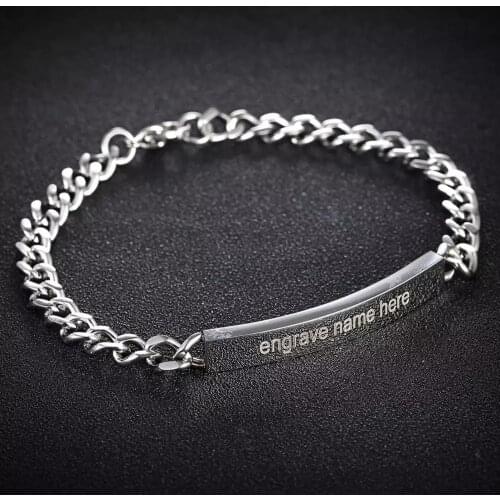 Customize Engraved Name Bracelet Stainless Steel Personalized Armband Bangles For Women Men Couple Lover Engagement Jewelry Gift