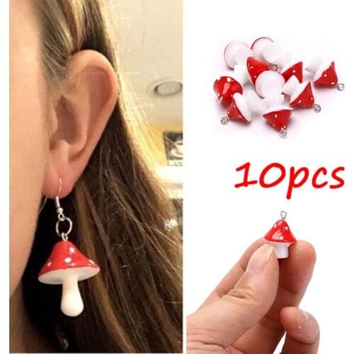 10Pcs Fashion 3D Mushroom Resin Charms Pendant DIY Craft fit for Earrings Bracelet Jewelry Finding handmade Making Accessories