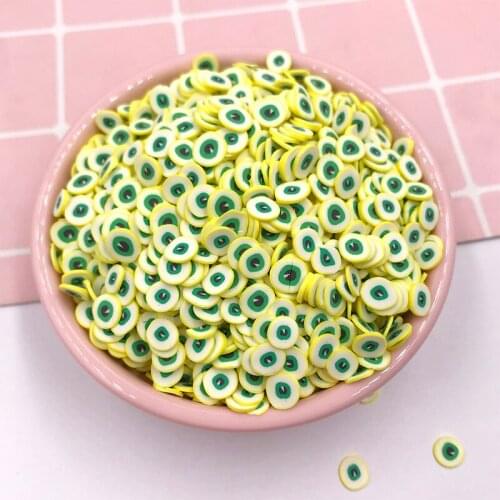 100g Green Eye Shape Clay Polymer Sprinkles for Crafts Phone Decoration DIY Crystal Mud Filling Accessories Nail Art Decor 5mm