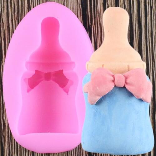 3D Baby Bottle Silicone Molds Chocolate Fondant Mould Baby Birthday Cake Decorating Tools Polymer Clay Soap Candy Moulds