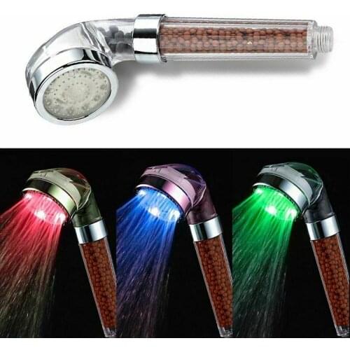 Bathroom 3/7 Colors Changing Led Shower Head High Pressure Water Saving Rainfall Negative Ion Filter Shower Head No Battery