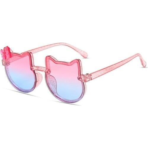 Seemfly Cartoon Cat Sunglasses Children Sunglasses Spectacles Girls Fashion Sun Shade Flat Mirror Boys UV400 Protection Glasses