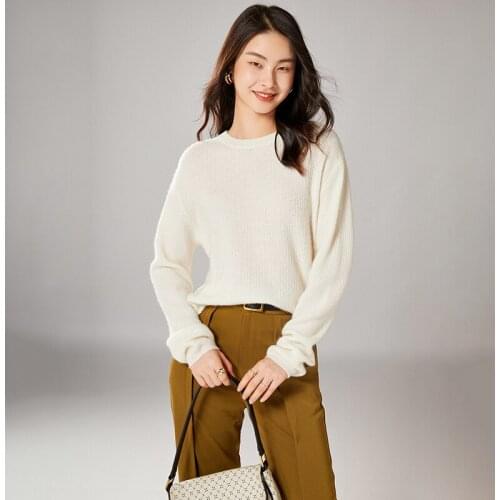 Womens new sweater loose solid color base sweater Ladies pullover long-sleeved knitted sweater outer wear cashmere base sweater