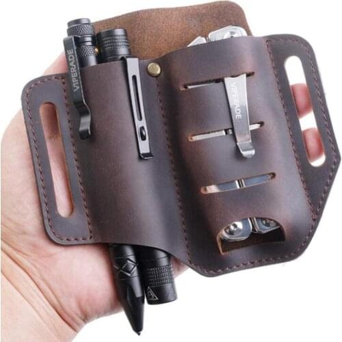 Survival in the Wild EDC tactics Tool Storage holster jungle Self-defense tool belt bag flashlight Back clip leather case