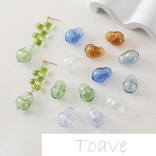 Gourd concave transparent color hollow glass straight hole diy handmade jewelry material accessories