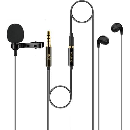 Microphone Clip-on Omnidirectional Mic for Live Streaming Lectures Conference Mobile Phone Computer with Earphones Carrying Bag