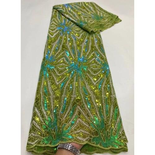 Super quality fabric with sequins J-6186810 embroidery French tulle net Nigeria lace fabirc for Evening dress