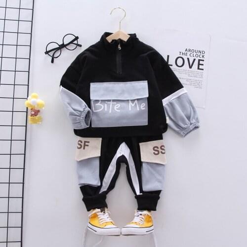 1-4Y Sports Boys Girls Spring Autumn Suits Baby Long Sleeve Shirt+Pants 2pcs Set Cotton Clothing Sets Big Letter Outfit For Kids